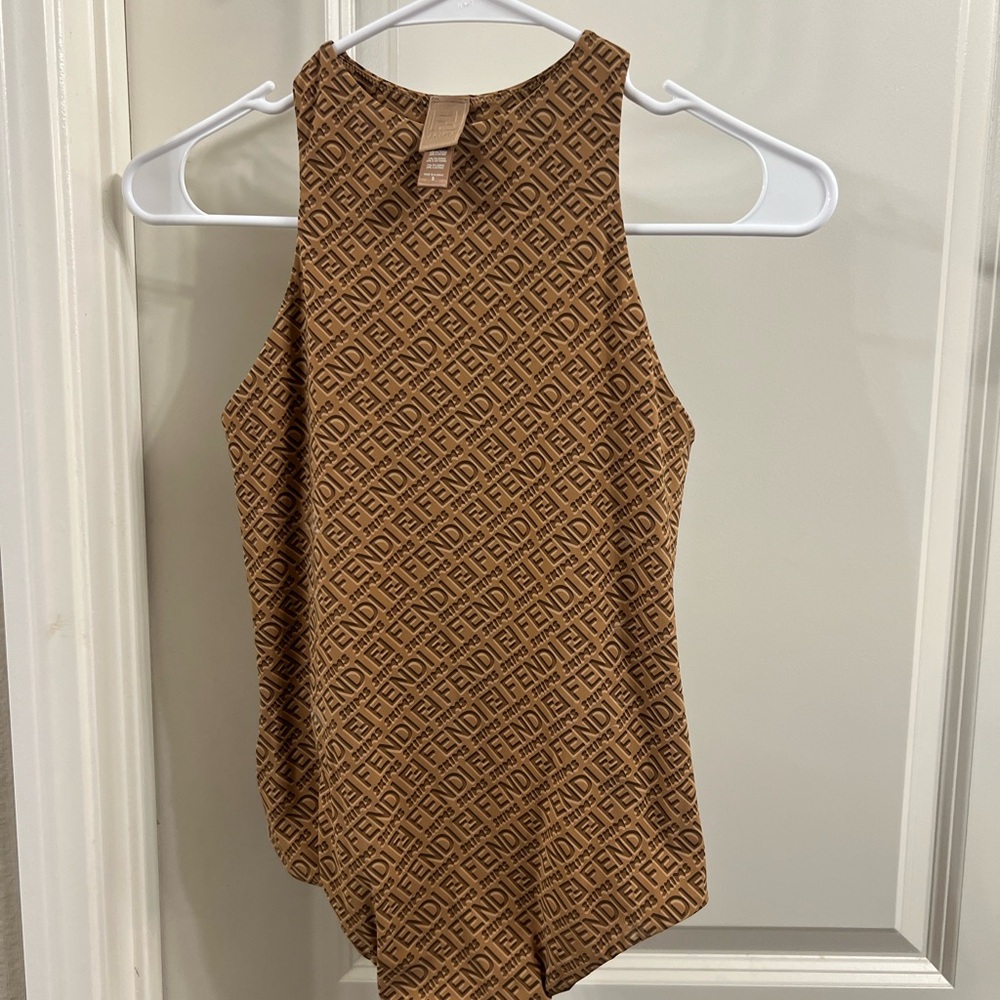 Fendi Tan Logo Tank Top